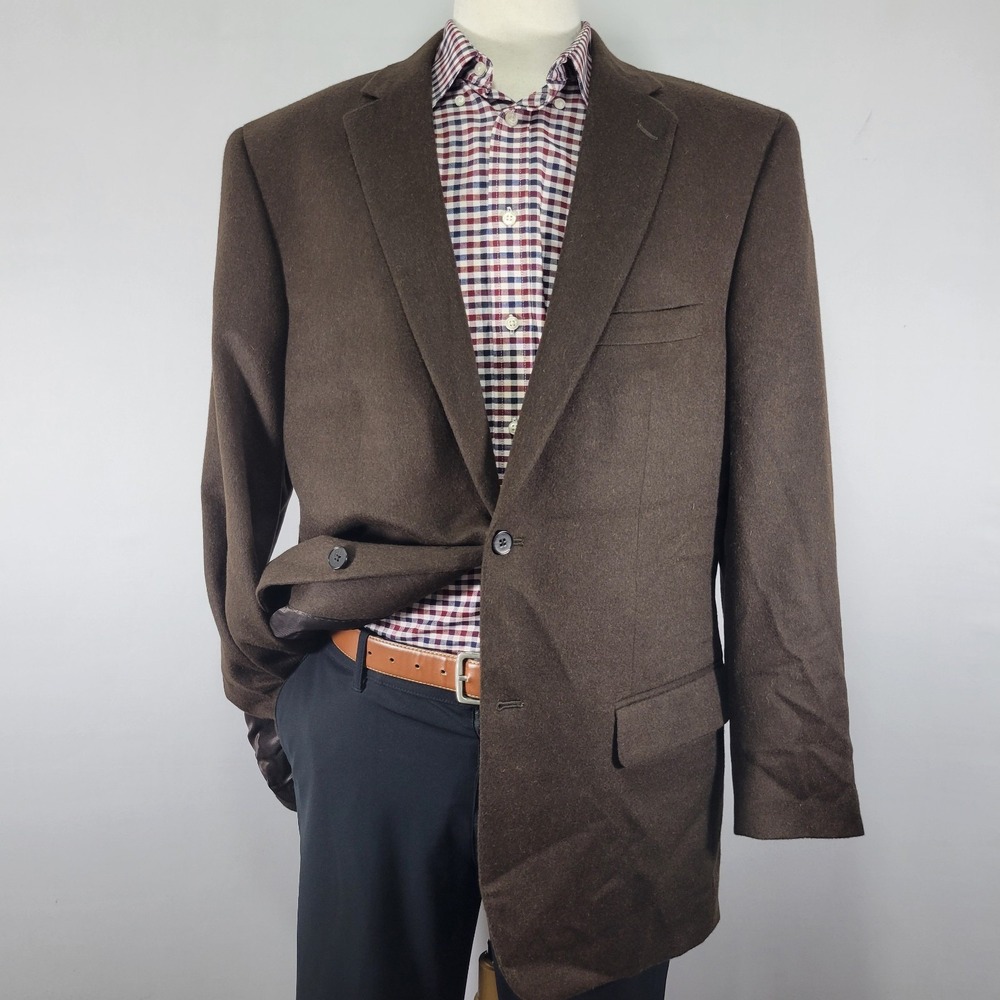 Tasso Elba Men's Sport Coat‎ Blazer Two Button Flannel Brown Lanificio Camel 44R